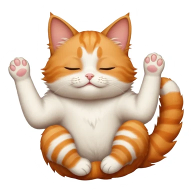 ginger and white small cat in funny positions upside down with eyes closed sticker