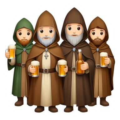 group of medieval pilgrims with cloaks and beer bottles sticker