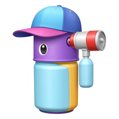 cute toy foam spray can object icon, colorful plastic can, oversized cap, foam coming out, 3D cartoon, mobile game icon style, clean background, no text, no watermark
 sticker