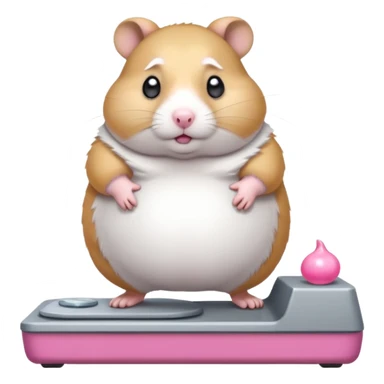 fat hamster pregnant belly stepping on a broken scale looking guilty sticker