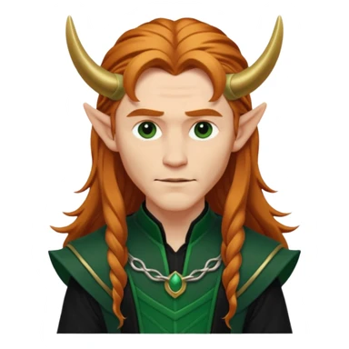 Loki, Mischief God from Norse Mythology with long reddish blonde hair, dark green and black outfit sticker