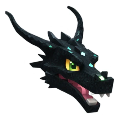 Minecraft Glitter Black Dragon Head With Diamond Horn sticker