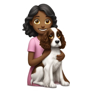 small girl big girl hug springer spaniel sticker