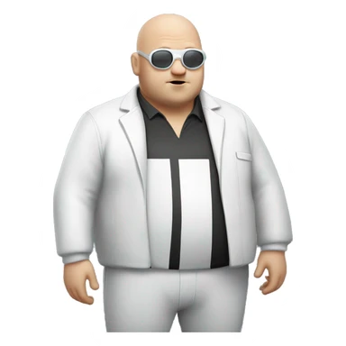 chubby bald man with goggles and white jacket  sticker