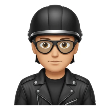 Biker in black helmet and leather jacket sticker