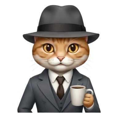 cat corleone mafia coffe sticker
