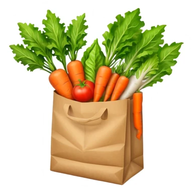 paper bag with vegetables. Transparent background sticker