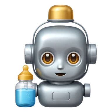 Lil cute bot face with a baby-like bottle  sticker