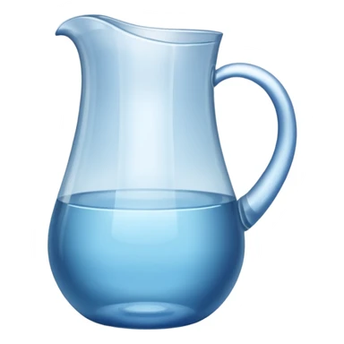 A water pitcher, transparent, slightly blue water, no lid, no droplets, tall, without a handle or spout.
 sticker