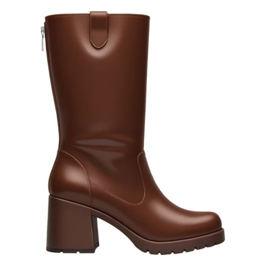 chocolate brown y2k boots block heeled, side zipper sticker