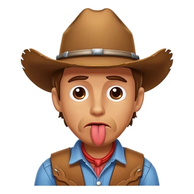 Sad cowboy with tounge out sticker