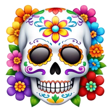 Beveled square shaped button with day of the dead sugar skull and rainbow colored flowers sticker