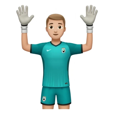 soccer goalkeeper teal shirt, shorts football boots arms out sticker
