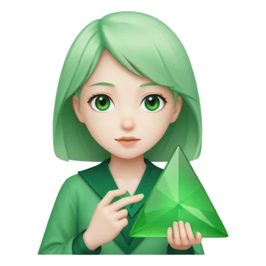 anime girl holding green triangle sticker