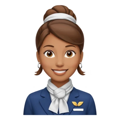  flight attendant, Light Brown skin, brown hair in single bun, neck scarf sticker