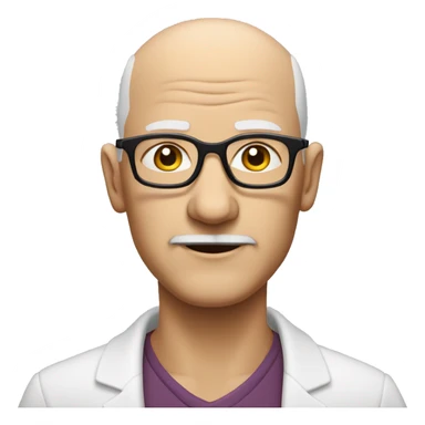 Bald old man without moustache and with spectacles. Slightly plum sticker