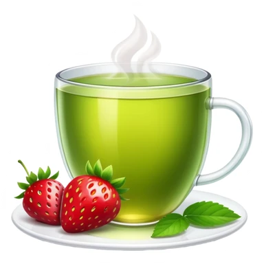 strawberry and a cup of green tea together sticker