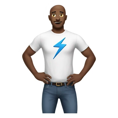 white man with a world and lightning bolt sign on his shirt  sticker