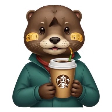 Otter drinking starbucks coffee sticker