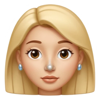 A 3D cartoon woman with a shiny metallic nose pin clearly visible on her left nostril, soft skin tone, Memoji-style lighting. sticker