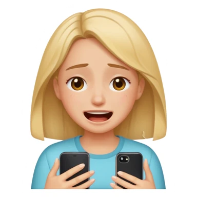 Girl crying laughing at a funny video on her phone sticker