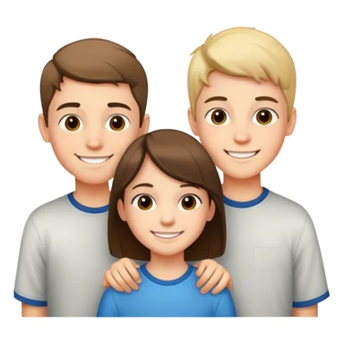 two teenage boys standing next to a 10-year-old girl, siblings sticker
