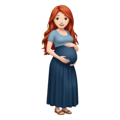 Make a strong women with long red hair, pregnant with maxi skirt, pretty  sticker