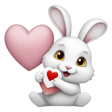 white rabbit hold heart sticker