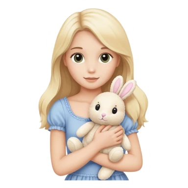 pretty blonde model holding a jellycat bunny stuffed animal sticker