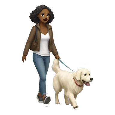 Woman walking a white golden retriever sticker