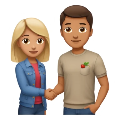 a man in casual clothes shaking hands with a girl, apple emoji style sticker