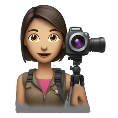 Brunette Woman with video camera on shoulder sticker