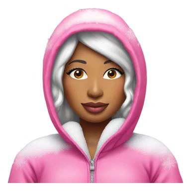 Nicki Minaj wearing pink snow suit sticker