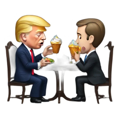 Emmanuel Macron eats a Donald trump ice sticker