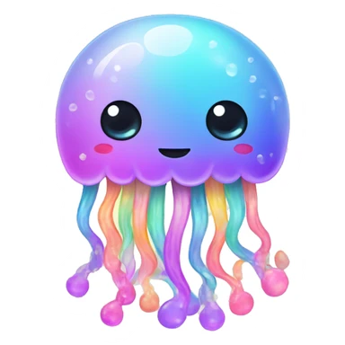 Kawaii rainbow pastel bedazzled family of jellyfish  sticker