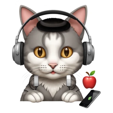 cat in apple headphones (AirPods max) wit a blunt in his hand  sticker