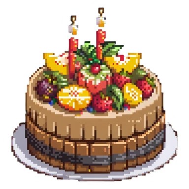 dangao Chinese birthday cake with fruit toppings sticker