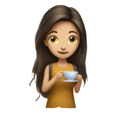 Long haired Brunette girl making tea sticker