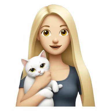 blonde girl holding white cat sticker