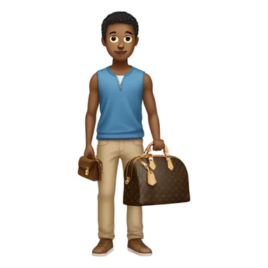 Tan boy with Louis Vuitton purse sticker