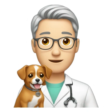 veterinarian with a small ginger dog sticker