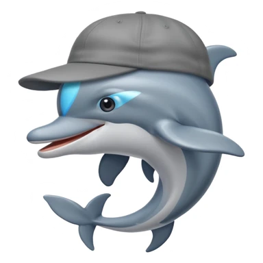 Dolphin emoji combination with a cap sticker
