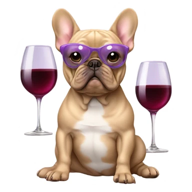 Lilac Tan Frenchie with Glass of wine  sticker
