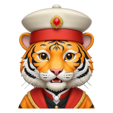black suited tiger with fes hat sticker