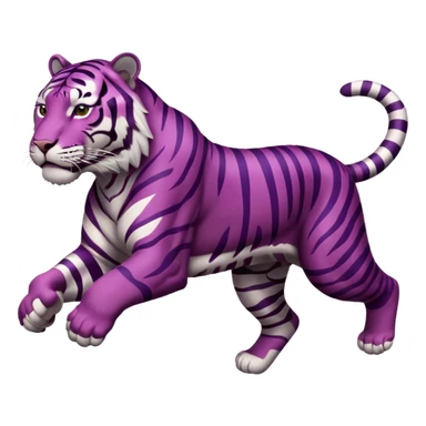 purple tiger with burgundy stripes jumping sticker