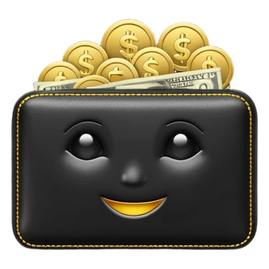 Christmas money emoji, black wallet with cash, luxury 3D emoji style, festive vibe, clean, no background
 sticker