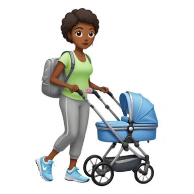 Dark skinned mom in Nike with a stroller  sticker