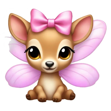 baby deer with fairy wings and a pink bow around its neck  sticker