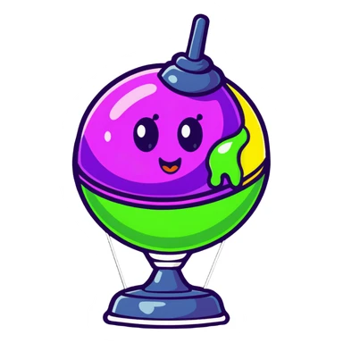 slime disco ball, cartoon sticker style, vibrant colors sticker