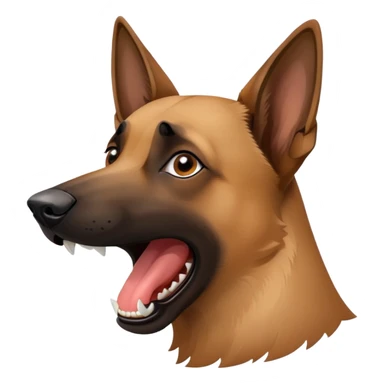 Belgian Malinois head turned, barking, teeth showing sticker